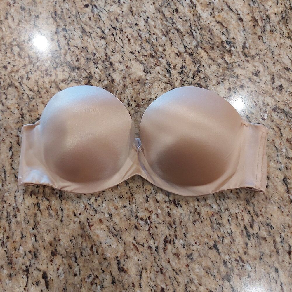 SOMA Enhancing Shape Strapless Push Up Bra Size 36B Beige Underwire Self Adhesiv